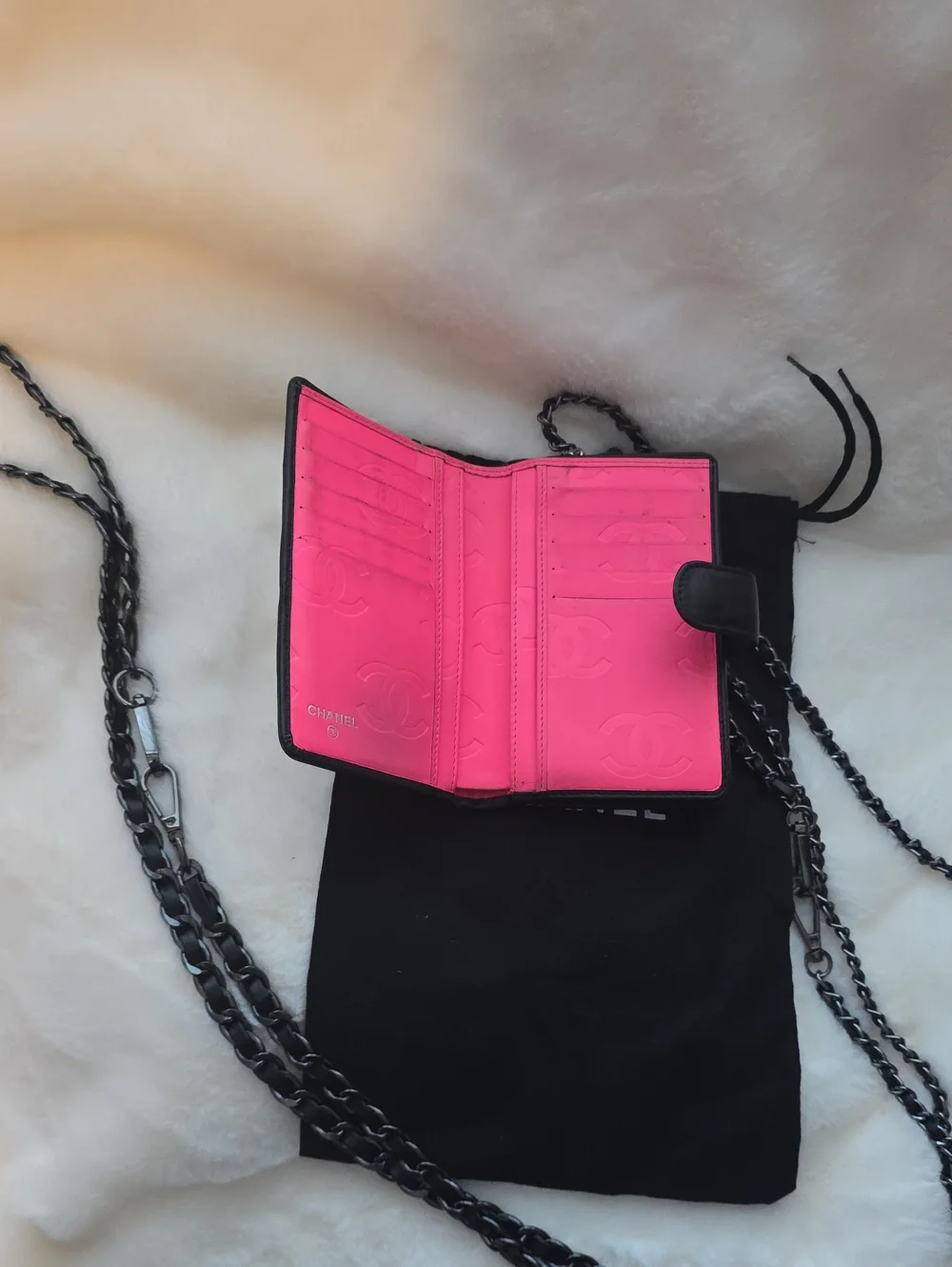 100% Authentic CHANEL Black Quilted Lambskin Wallet